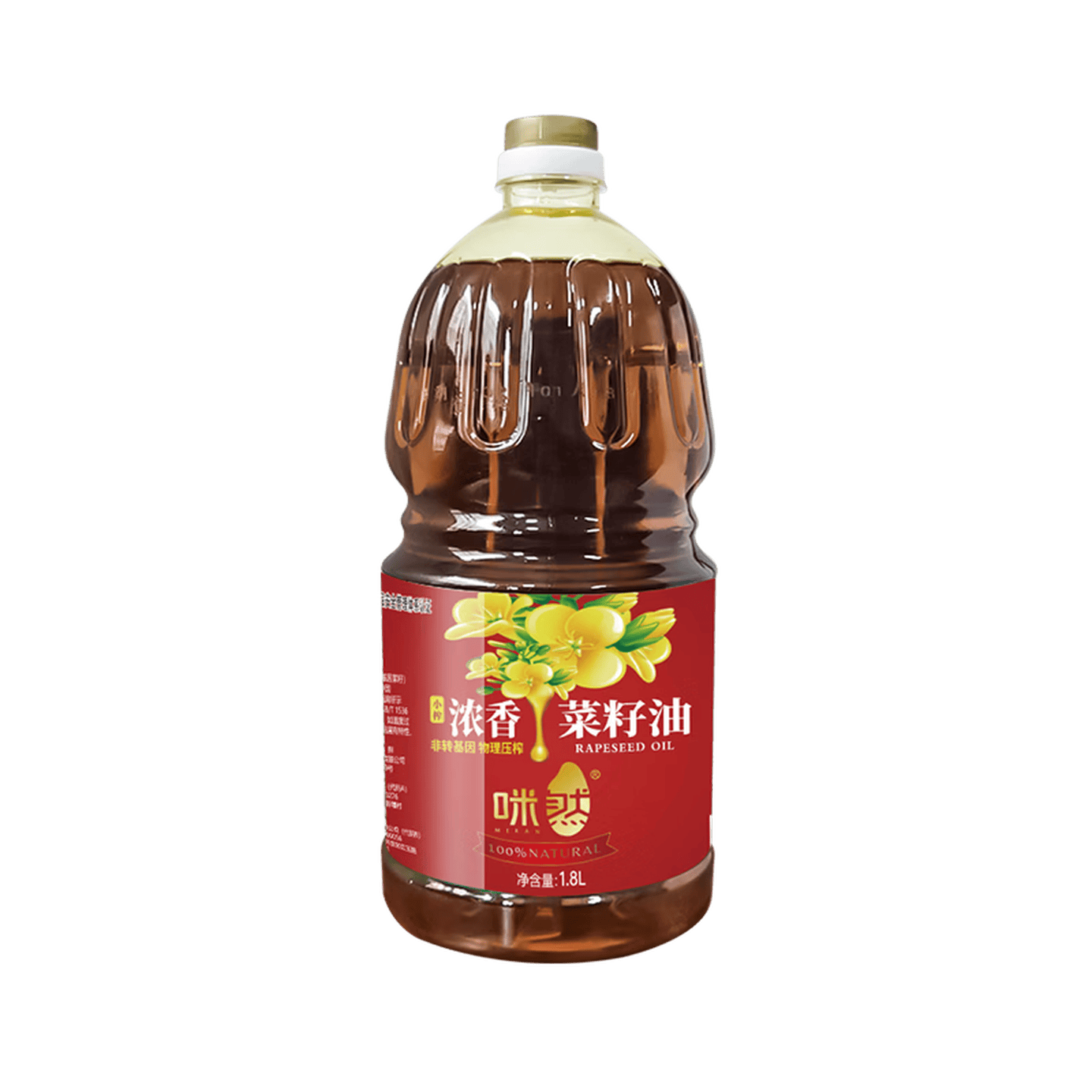 咪然浓香菜籽油非转基因1.8L家用炒菜小瓶食用油